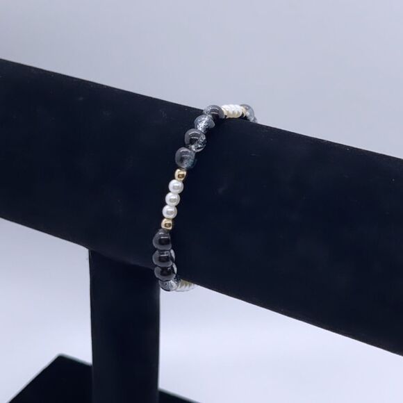 NWT Wool + Pepper Co. Black Glass Beaded Bracelet - Picture 4 of 4